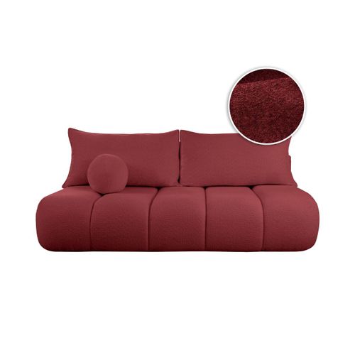 Canapé Convertible Droit 3 Places Merry En Tissu Bouclette - Bordeaux