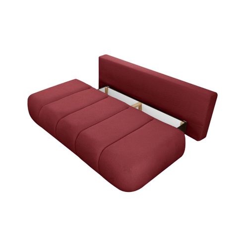 Canapé Convertible Droit 3 Places Merry En Tissu Bouclette - Bordeaux