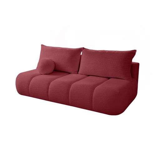 Canapé Convertible Droit 3 Places Merry En Tissu Bouclette - Bordeaux