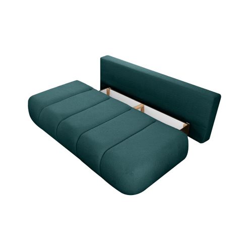 Canapé Convertible Droit 3 Places Merry En Tissu Bouclette - Bleu Canard