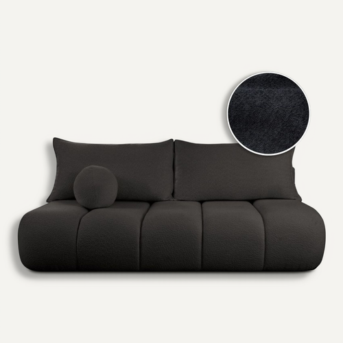 Canapé Convertible Droit 3 Places Merry En Tissu Bouclette - Noir
