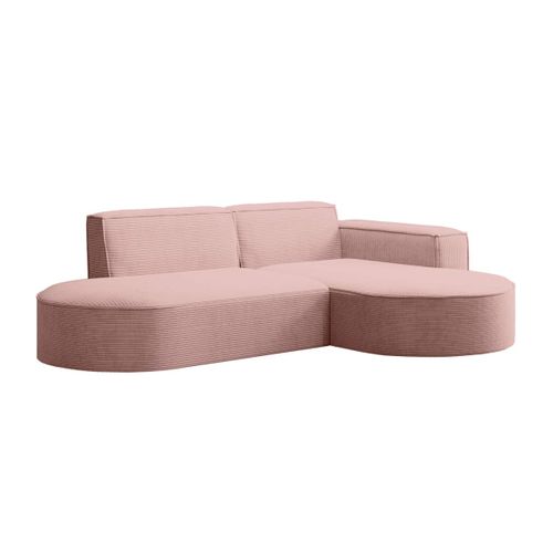 Canapé D'angle Droit 4 Places Marla En Velours Côtelé - Rose