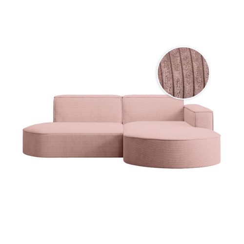 Canapé D'angle Droit 4 Places Marla En Velours Côtelé - Rose