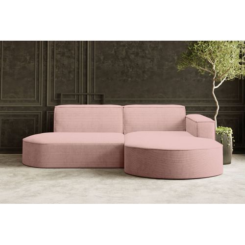 Canapé D'angle Droit 4 Places Marla En Velours Côtelé - Rose