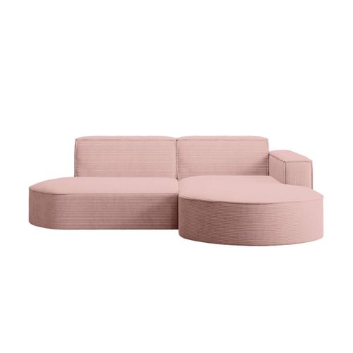 Canapé D'angle Droit 4 Places Marla En Velours Côtelé - Rose