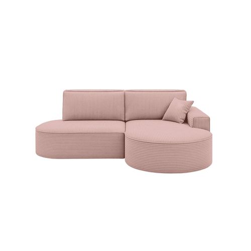 Canapé D'angle Droit Convertible 4 Places Marlo En Velours Cotelé - Rose