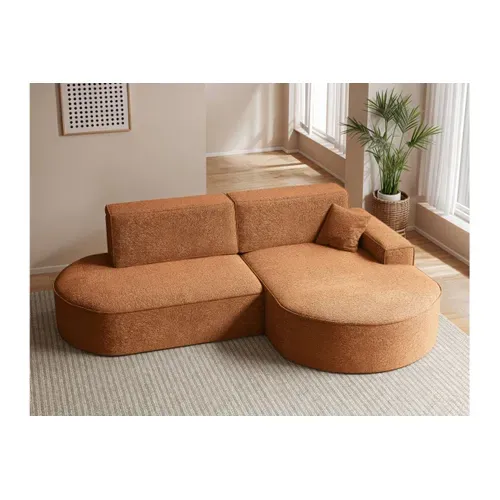 Canapé D'angle Droit Convertible 4 Places Marlo En Tissu Chenille - Terracotta