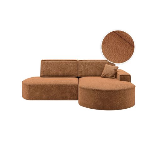 Canapé D'angle Droit Convertible 4 Places Marlo En Tissu Chenille - Terracotta