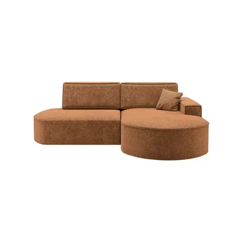 Canapé D'angle Droit Convertible 4 Places Marlo En Tissu Chenille - Terracotta