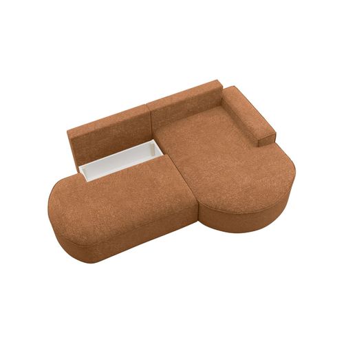 Canapé D'angle Droit Convertible 4 Places Marlo En Tissu Chenille - Terracotta