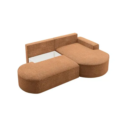 Canapé D'angle Droit Convertible 4 Places Marlo En Tissu Chenille - Terracotta