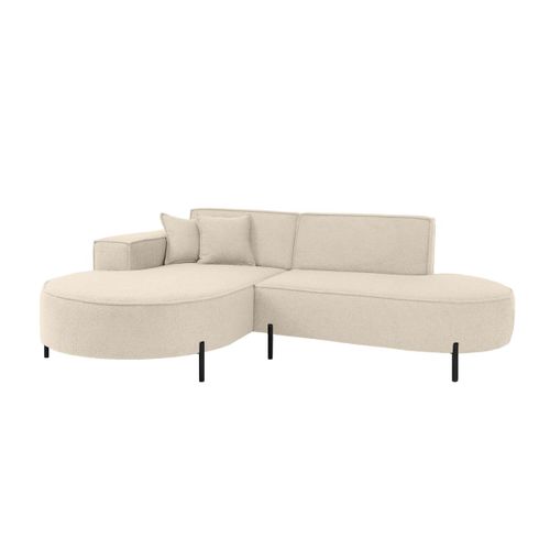 Canapé D'angle Gauche 4 Places Marlon En Tissu Bouclette - Blanc