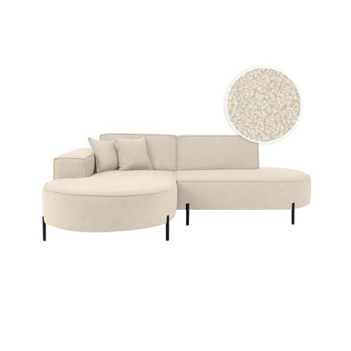 Canapé D'angle Gauche 4 Places Marlon En Tissu Bouclette - Blanc