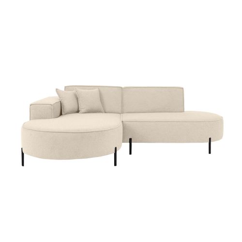 Canapé D'angle Gauche 4 Places Marlon En Tissu Bouclette - Blanc