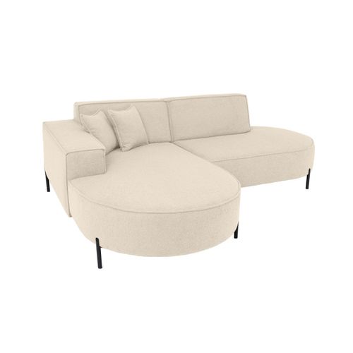 Canapé D'angle Gauche 4 Places Marlon En Tissu Bouclette - Blanc