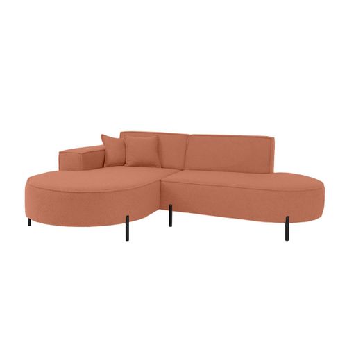 Canapé D'angle Gauche 4 Places Marlon En Tissu Bouclette - Terracotta