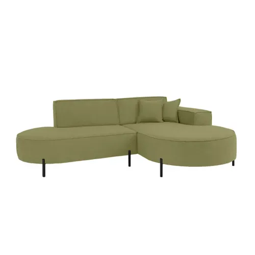 Canapé D'angle Droit 4 Places Marlon En Tissu Bouclette - Vert Kaki