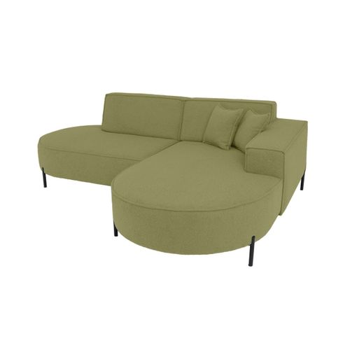 Canapé D'angle Droit 4 Places Marlon En Tissu Bouclette - Vert Kaki