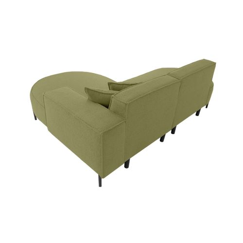 Canapé D'angle Droit 4 Places Marlon En Tissu Bouclette - Vert Kaki