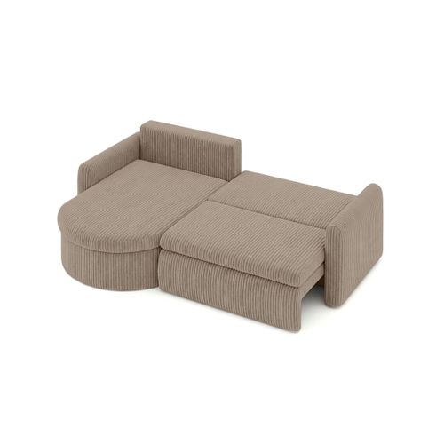 Canapé D'angle Reversible Convertible 4 Places Vera En Velours Cotelé - Taupe