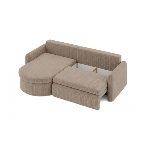 Canapé D'angle Reversible Convertible 4 Places Vera En Velours Cotelé - Taupe