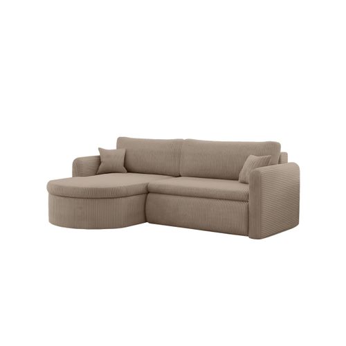 Canapé D'angle Reversible Convertible 4 Places Vera En Velours Cotelé - Taupe