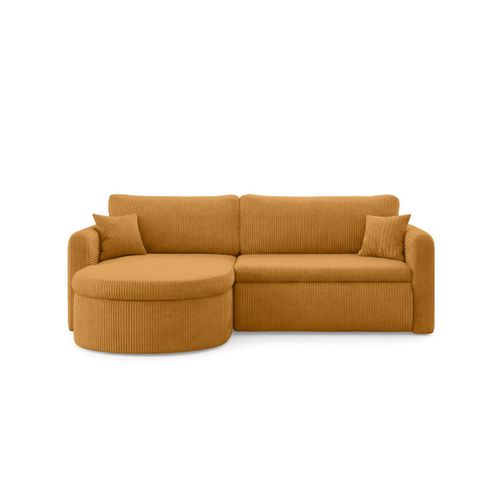 Canapé D'angle Reversible Convertible 4 Places Vera En Velours Cotelé - Jaune