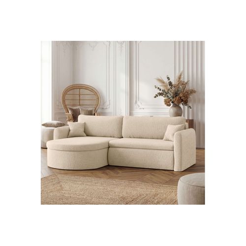Canapé D'angle Reversible Convertible 4 Places Vera En Tissu Bouclette - Beige