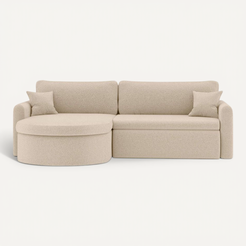 Canapé D'angle Reversible Convertible 4 Places Vera En Tissu Bouclette - Beige