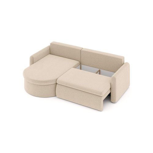 Canapé D'angle Reversible Convertible 4 Places Vera En Tissu Bouclette - Beige