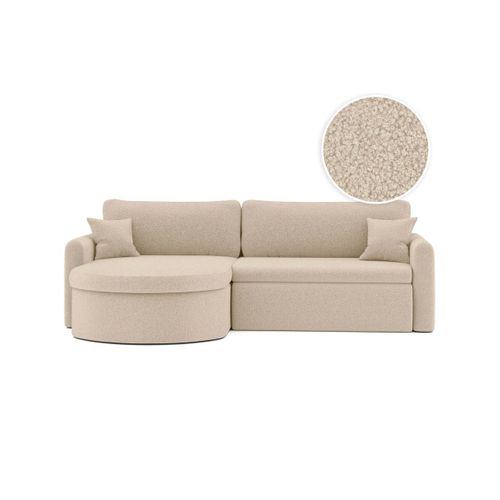 Canapé D'angle Reversible Convertible 4 Places Vera En Tissu Bouclette - Beige