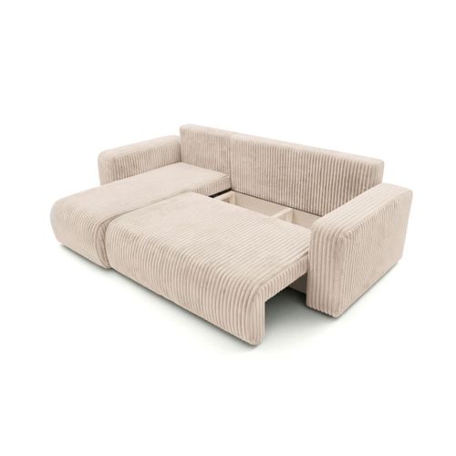 Canapé D'angle Conv Et Réversible 4p Alya Velours Cotelé Épais Beige