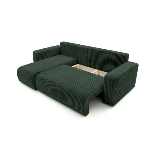 Canapé D'angle Conv Et Réversible 4p Alya Velours Cotelé épais Vert Foncé