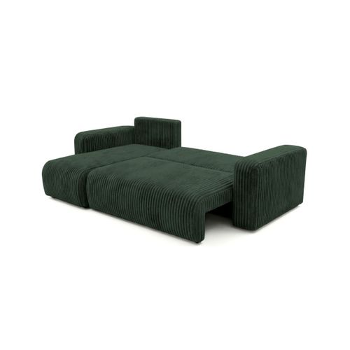 Canapé D'angle Conv Et Réversible 4p Alya Velours Cotelé épais Vert Foncé