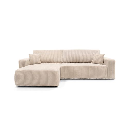 Canapé D'angle Réversible Conv 5p Alya En Velours Cotelé épais Beige