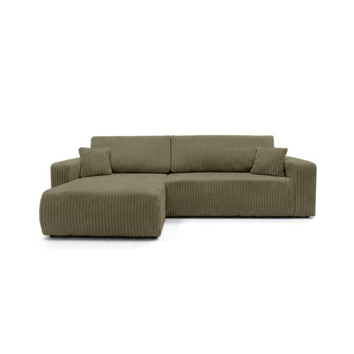 Canapé D'angle Réversible Conv 5p Alya En Velours Cotelé épais Vert Kaki