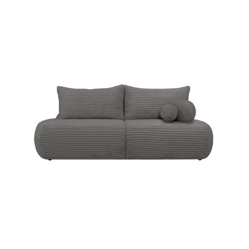 Canapé Convertible Droit 4 Places Fabio En Velours Côtelé épais - Gris Foncé
