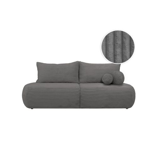 Canapé Convertible Droit 4 Places Fabio En Velours Côtelé épais - Gris Foncé