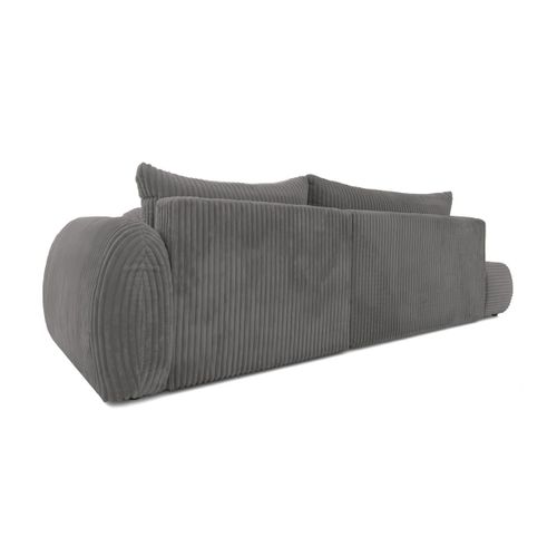 Fabio - Canapé D'angle Convertible 5 Places En Velours Côtelé épais Gris