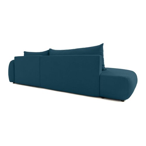 Fabio - Canapé D'angle Convertible 5 Places En Tissu Bleu