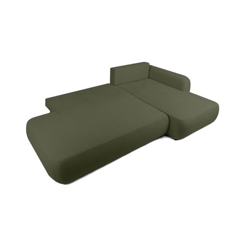 Fabio - Canapé D'angle Convertible 5 Places En Tissu Vert