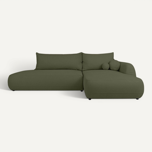 Fabio - Canapé D'angle Convertible 5 Places En Tissu Vert