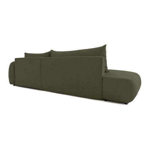 Fabio - Canapé D'angle Convertible 5 Places En Tissu Vert