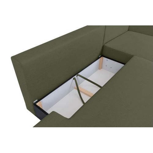 Fabio - Canapé D'angle Convertible 5 Places En Tissu Vert