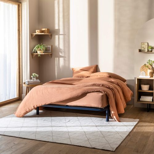 Sommier Cadre à Lattes Métal Bleu Marine 130 X 200