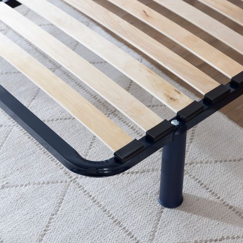 Sommier Cadre à Lattes Métal Bleu Marine 130 X 200