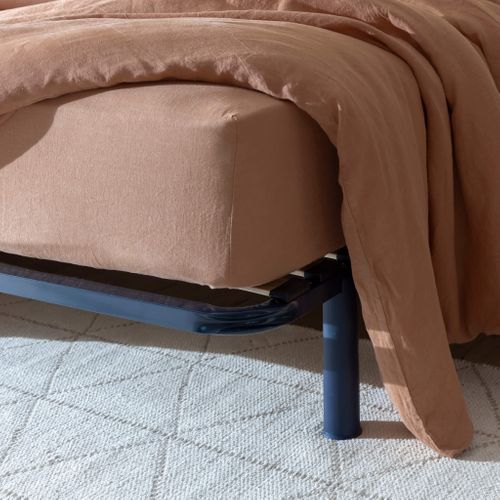 Sommier Cadre à Lattes Métal Bleu Marine 130 X 200