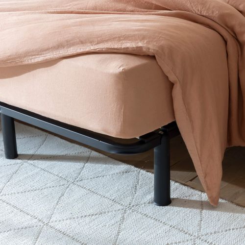 Sommier Cadre à Lattes En Kit Avec Pieds Noir 160x200
