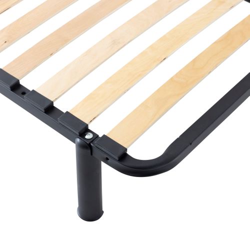 Sommier Cadre à Lattes En Kit Avec Pieds Noir 160x200