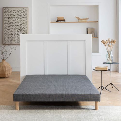 Sommier Déco Tapissier Recouvert 13cm Gris 160x200